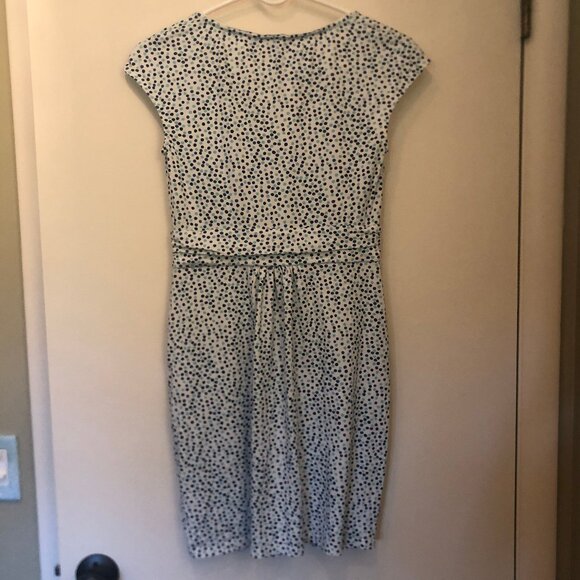 Boden Margot shift dress w/ pockets--white w/ blue polka dots sz 6P - Picture 10 of 12